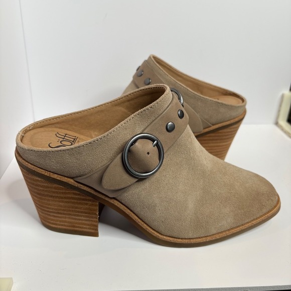 Söfft Suede Leather Mules Studded Buckle Block Heel Clogs Shoes Womens Size 7 - Picture 5 of 10